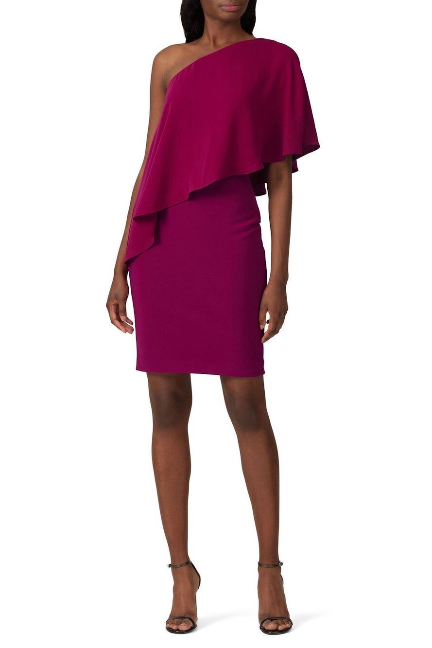 Lauren Ralph Lauren Enid Purple One Shoulder Sheath Cocktail Dress Size 4